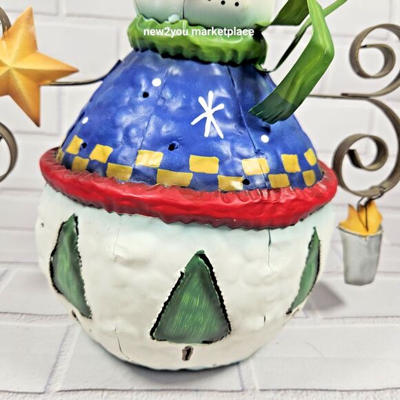 Whimsical Metal Snowman Candle Lantern Holder Holiday Christmas Decor 13” Tall - Picture 10 of 16